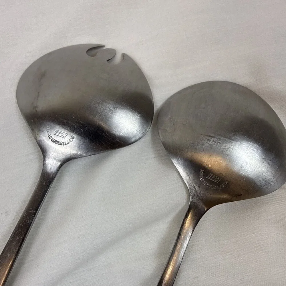 vintage mid-century modern salad servers from the Epic Forged Stainless